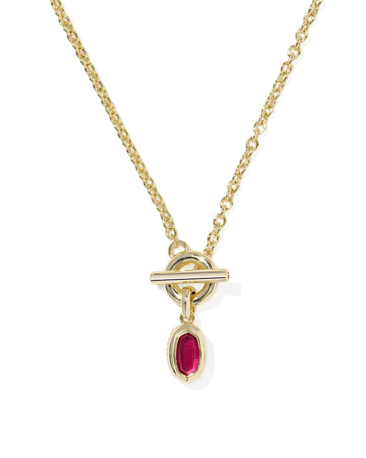 KENDRA SCOTT MINI ELISA TOGGLE SHORT PENDANT NECKLACE - GOLD CARMINE RED ILLUSION