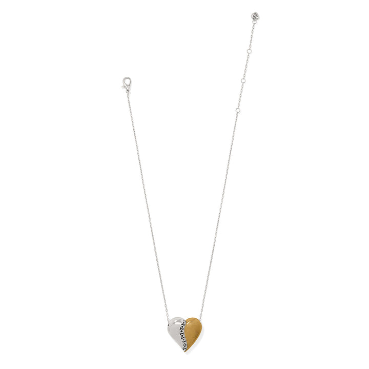 Inner Circle Curvy Heart Necklace - Silver-Gold