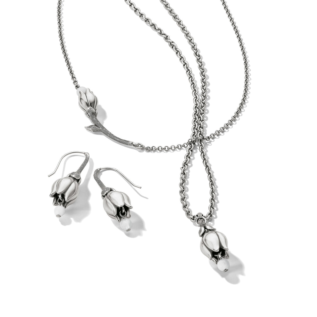 La Tulipe Petal French Wire Earrings - Silver