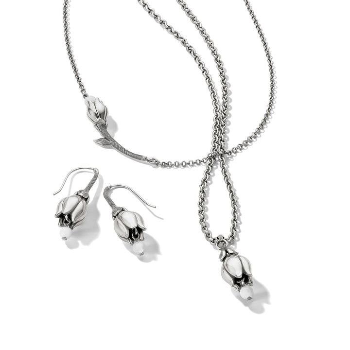 La Tulipe Petal French Wire Earrings - Silver