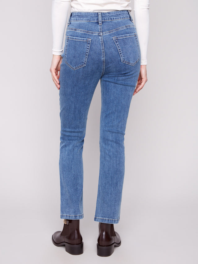 CHARLIE B BOOTCUT STRETCH DENIM PANTS - MEDIUM BLUE