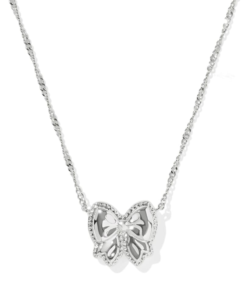 KENDRA SCOTT HALEY BOW SHORT PENDANT NECKLACE - SILVER IVORY MOP