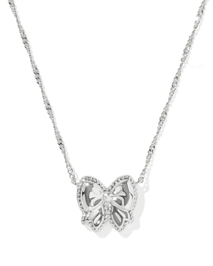 KENDRA SCOTT HALEY BOW SHORT PENDANT NECKLACE - SILVER IVORY MOP