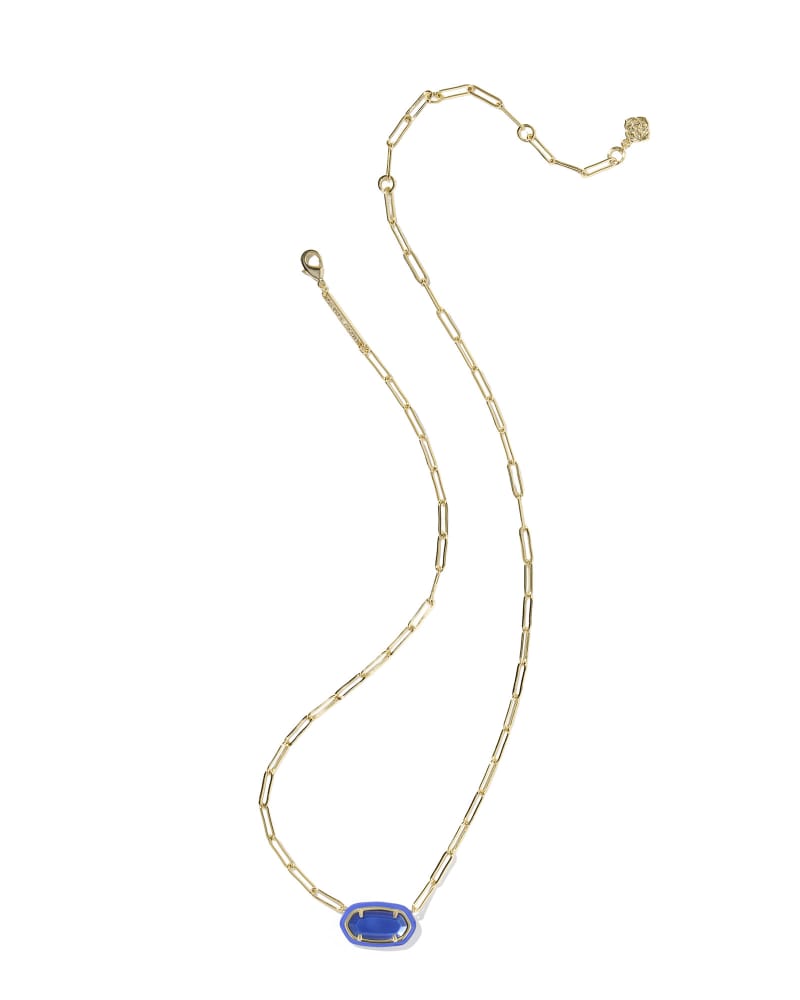 ELISA ENAMEL FRAME PAPERCLIP NECKLACE - GOLD COBALT ILLUSION