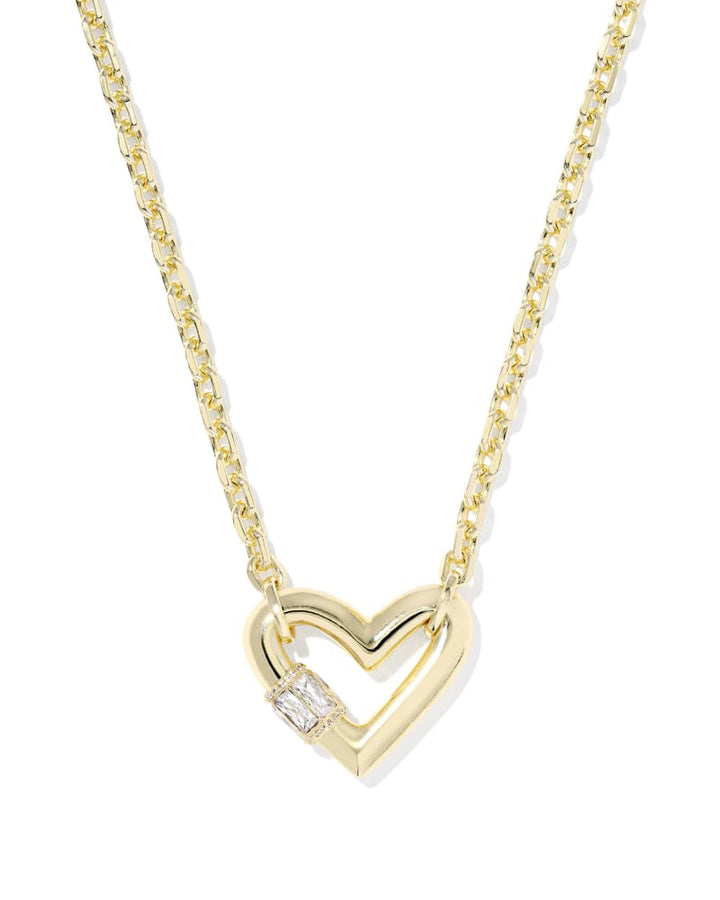 KENDRA SCOTT EMREY HEART SHORT PENDANT NECKLACE - GOLD WHITE