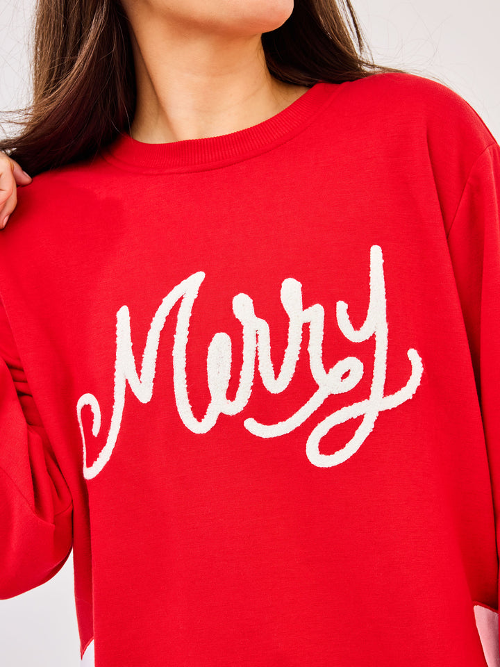 LAKELYN MERRY BOW SWEATSHIRT - RED