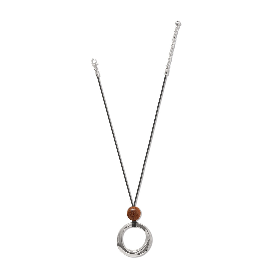 Cascade Rio Wood Ring Necklace - Silver-Black