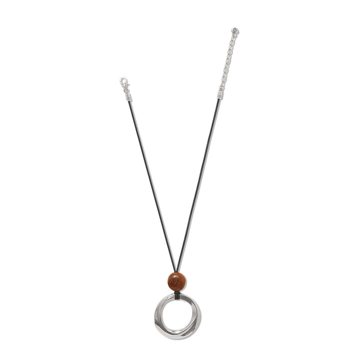 Cascade Rio Wood Ring Necklace - Silver-Black