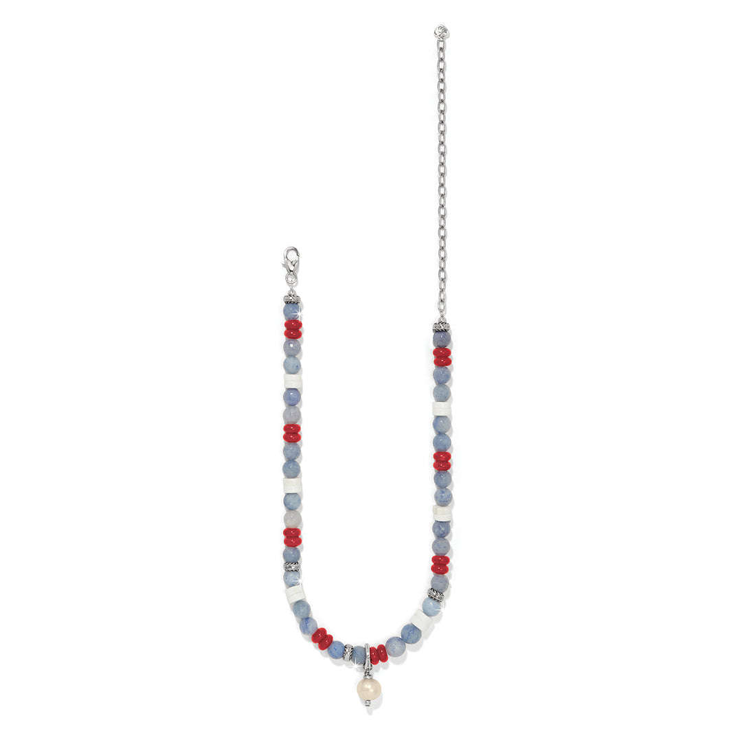Americana Beach Pearl Charm Necklace - Silver-Multi