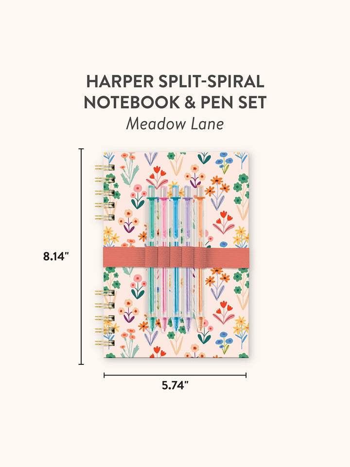HARPER SPLIT-SPIRAL NOTEBOOK/PEN SET - MEADOW LANE