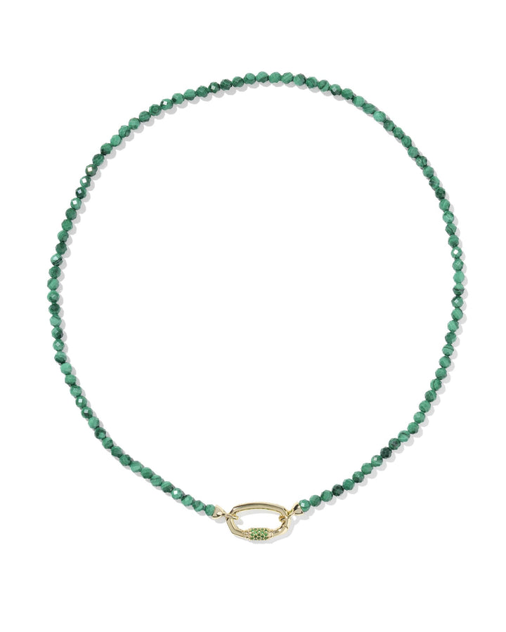 KENDRA SCOTT EMERY BEADED STRAND NECKLACE - GOLD GREEN MALACHITE