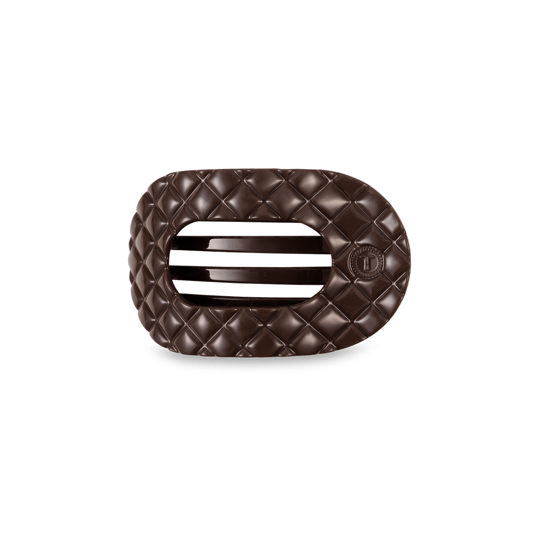 TELETIES QUILTED SMALL FLAT ROUND HAIR CLIP - TRULY TAUPE
