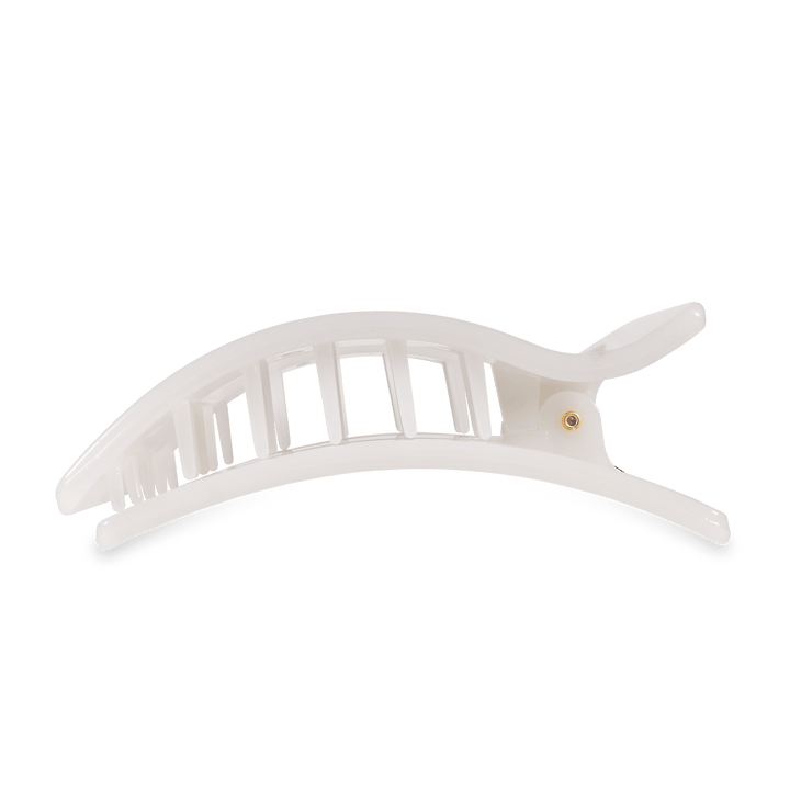 TELETIES LARGE FLAT RECTANGLE HAIR CLIP - COCONUT WHITE