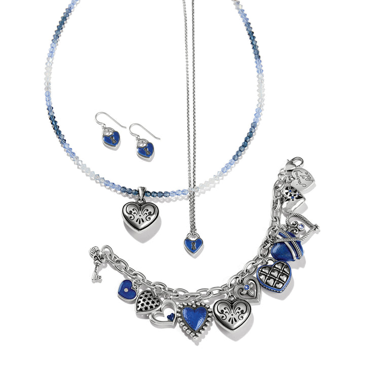 One Heart Ombre Necklace - Silver-Blue