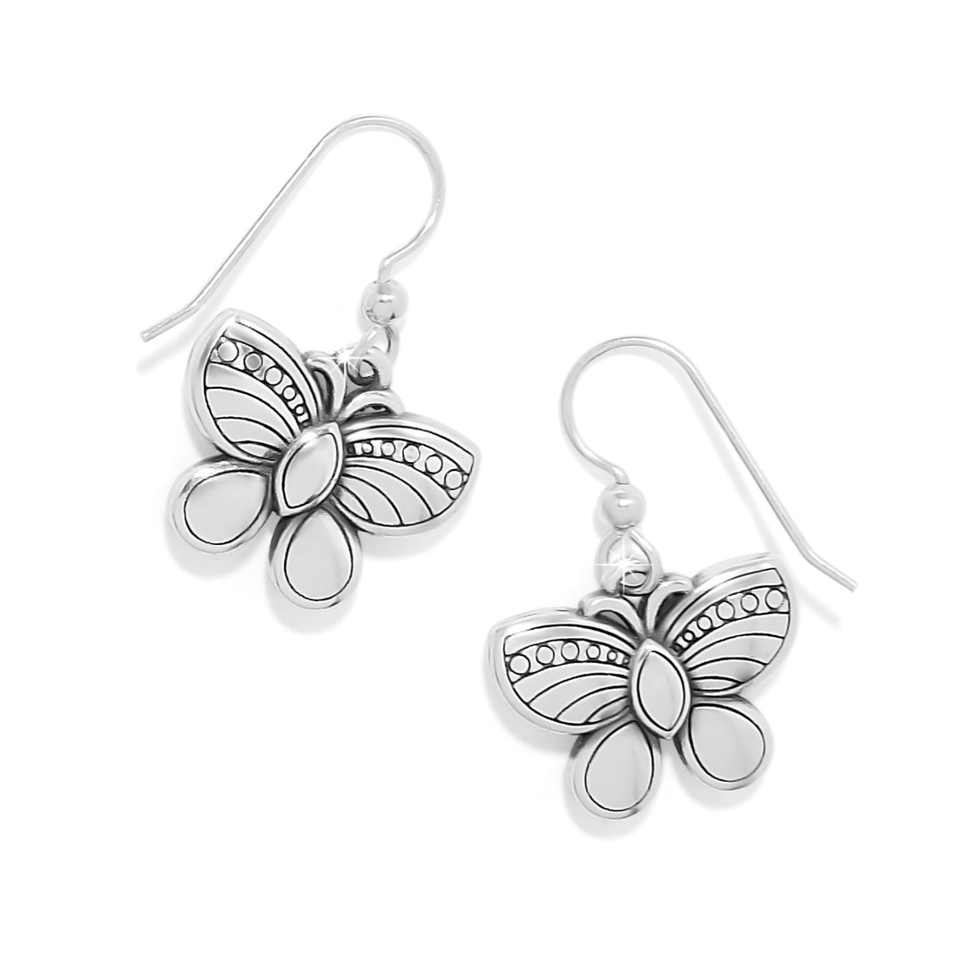 La Tulipe Butterfly Pink French Wire Earrings - Silver-Multi