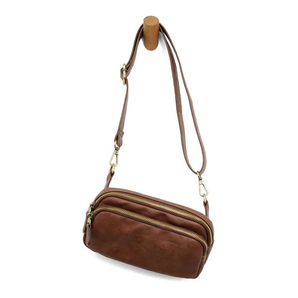 KYLIE DOUBLE ZIP SLING/BELT BAG - WALNUT