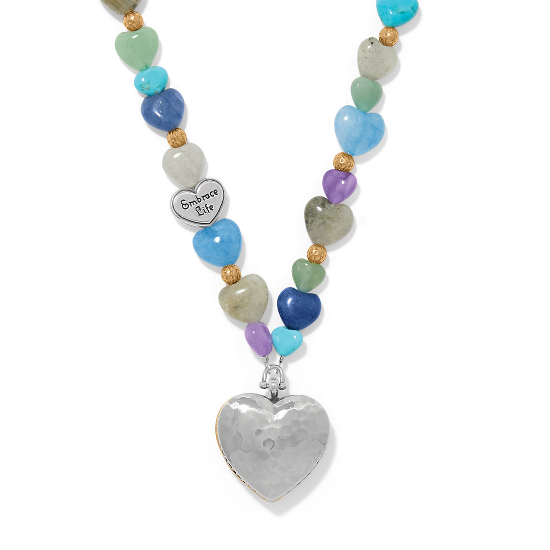 One Heart Multi Heart Bead Necklace - Gold-Multi