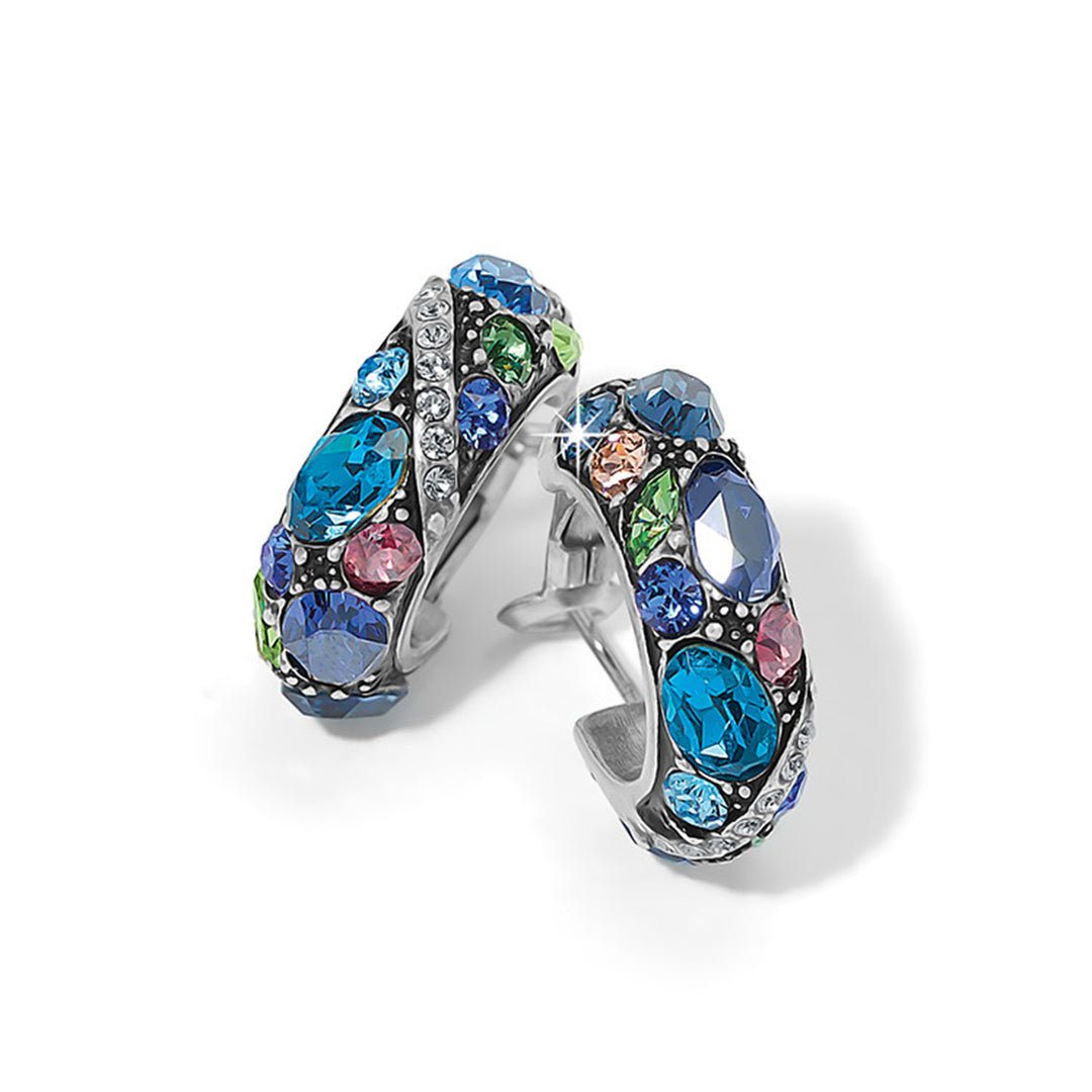 Trust Your Journey Hoop Earrings - Silver-Blues