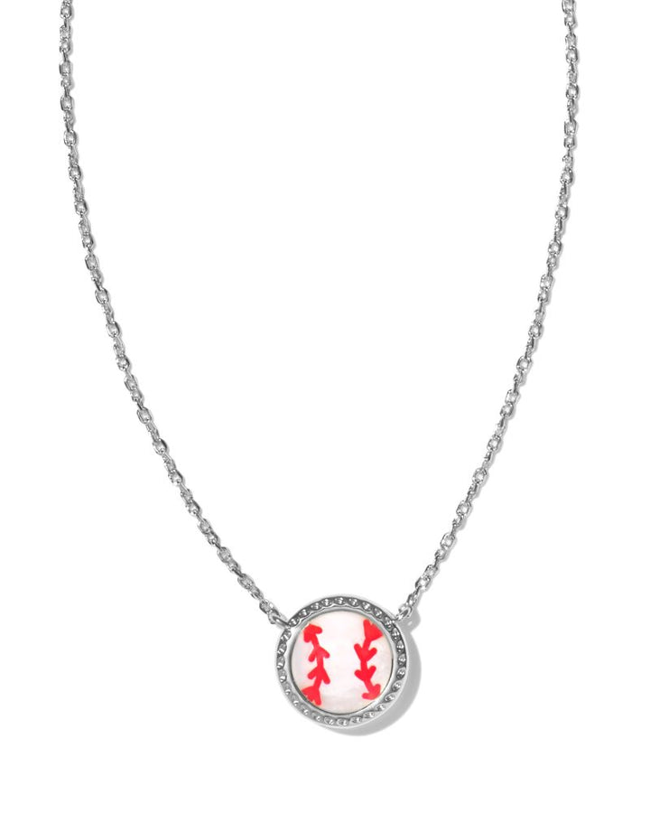 KENDRA SCOTT BASEBALL SHORT PENDANT NECKLACE - SILVER IVORY MOP
