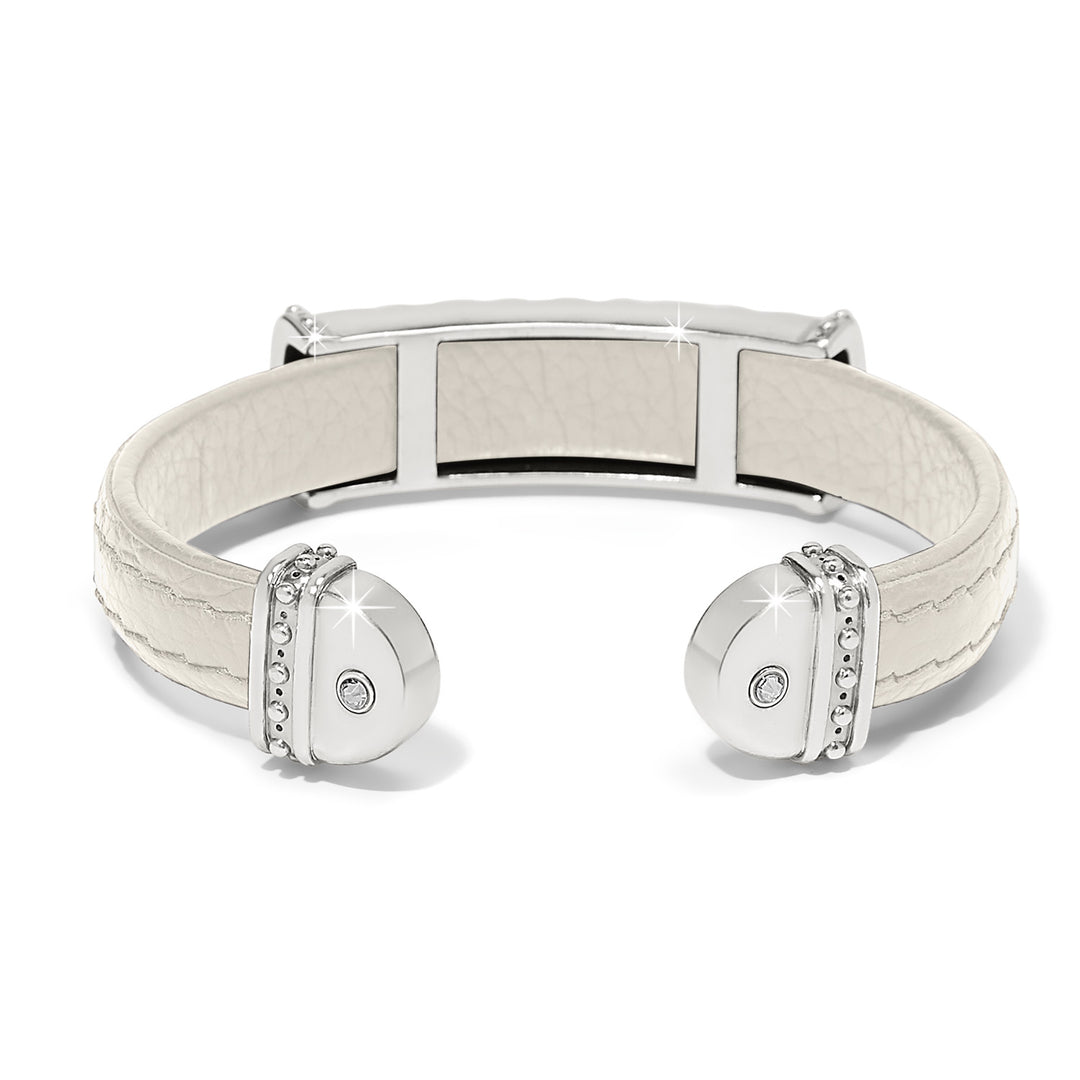 Mosaic Two Tone Leather Bar Cuff Bracelet - Shoe White