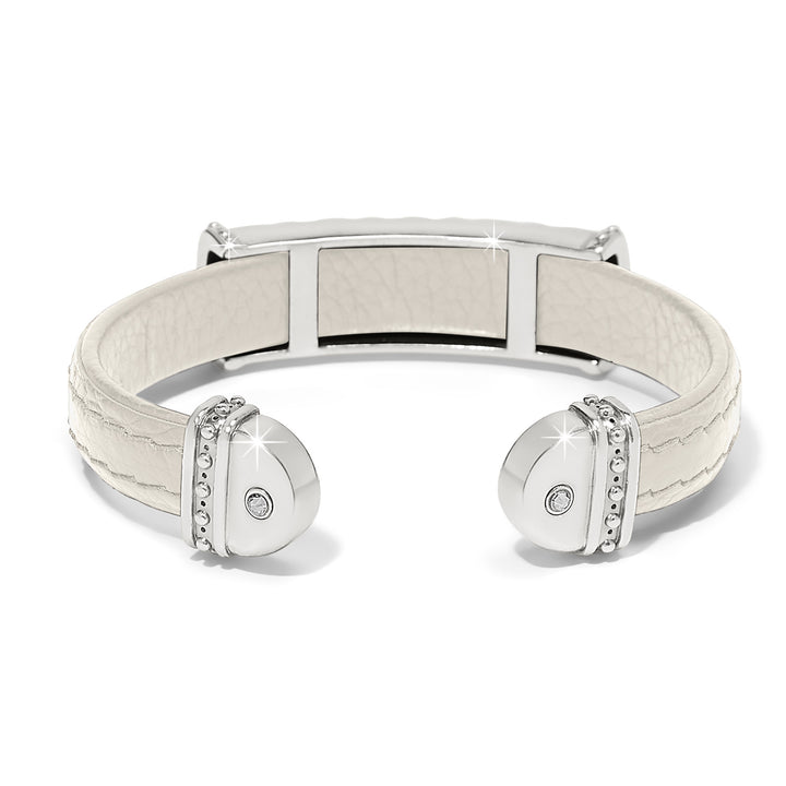 Mosaic Two Tone Leather Bar Cuff Bracelet - Shoe White