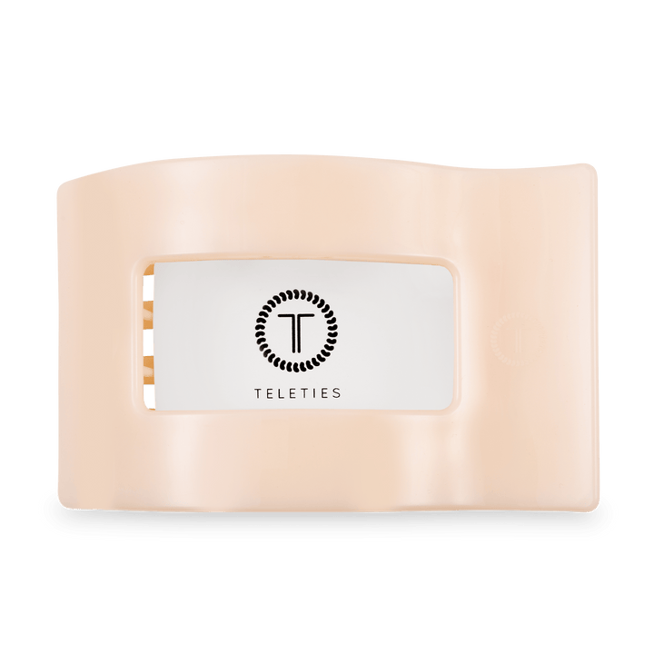 TELETIES LARGE FLAT RECTANGLE HAIR CLIP - ALMOND BEIGE