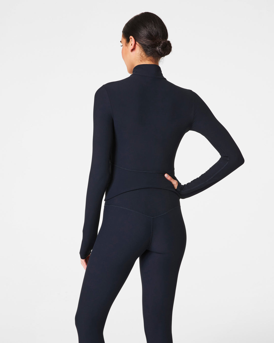 SPANX SPANXSMOOTH ONFORM FULL ZIP JACKET - VERY BLACK