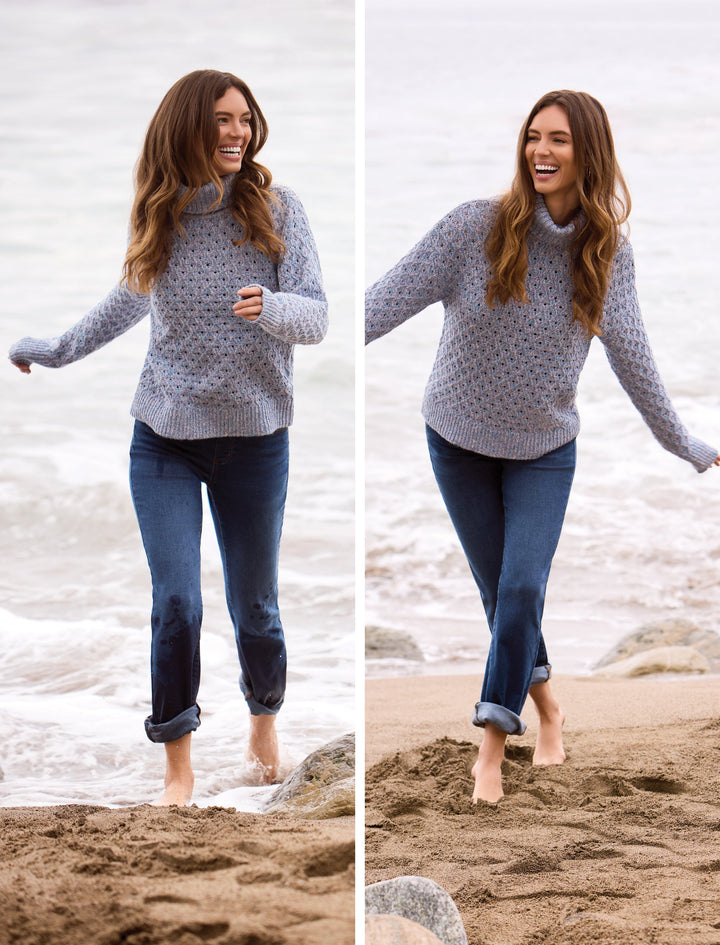 AUDREY BOUNDLESS STRETCH STRAIGHT LEG CROP JEANS - FADED BLUE