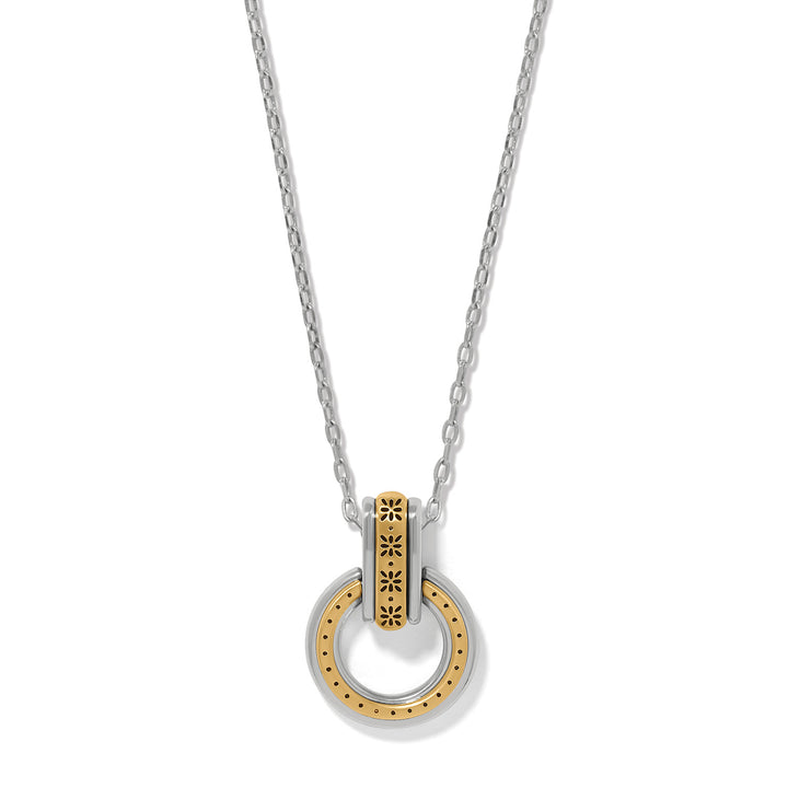 Mosaic Two Tone Link Ring Necklace - Silver-Gold
