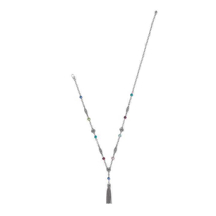 Contempo Color Gems Tassel Necklace - Silver-Multi