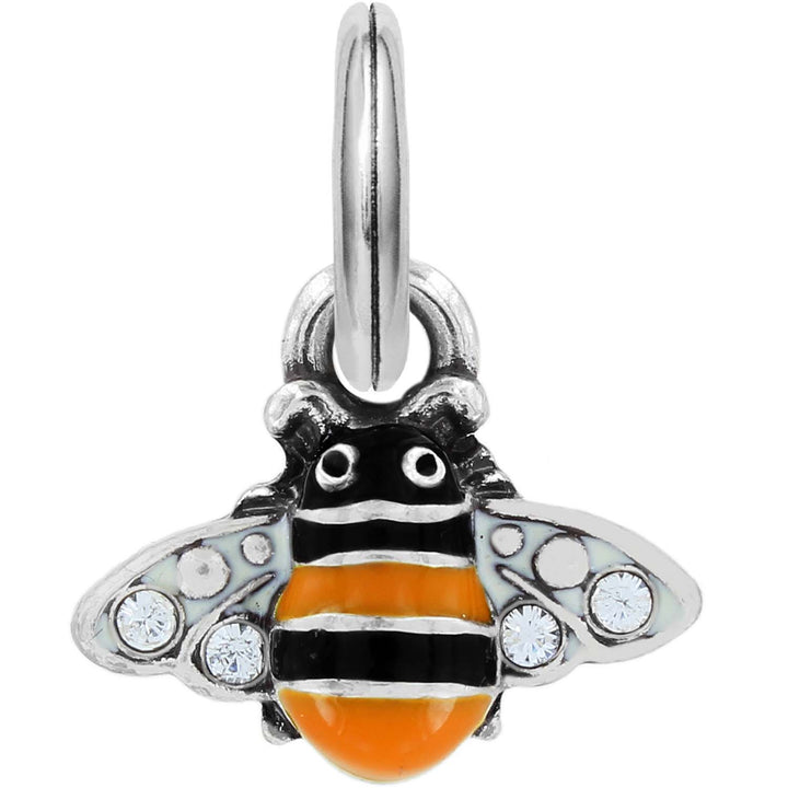ENAMEL HONEY BEE CHARM - SILVER-MULTI