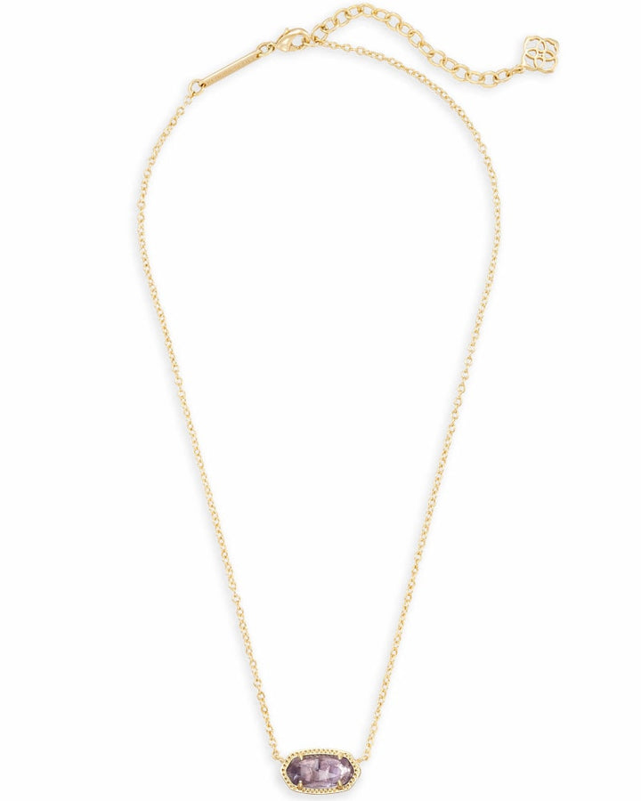 ELISA SHORT PENDANT NECKLACE - GOLD PURPLE AMETHYST