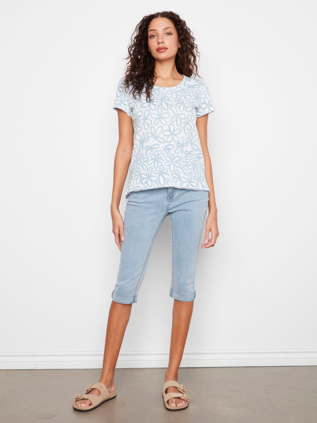 PRINTED ORGANIC COTTON JERSEY TSHIRT - BRIELLE