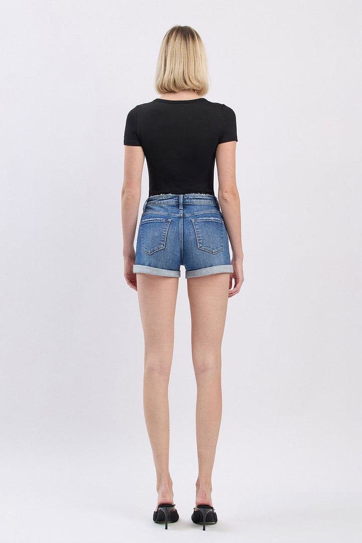 LOVERVET HIGH RISE DOUBLE CUFF SHORTS - SOARING SKIES - 4"/6" INSEAM