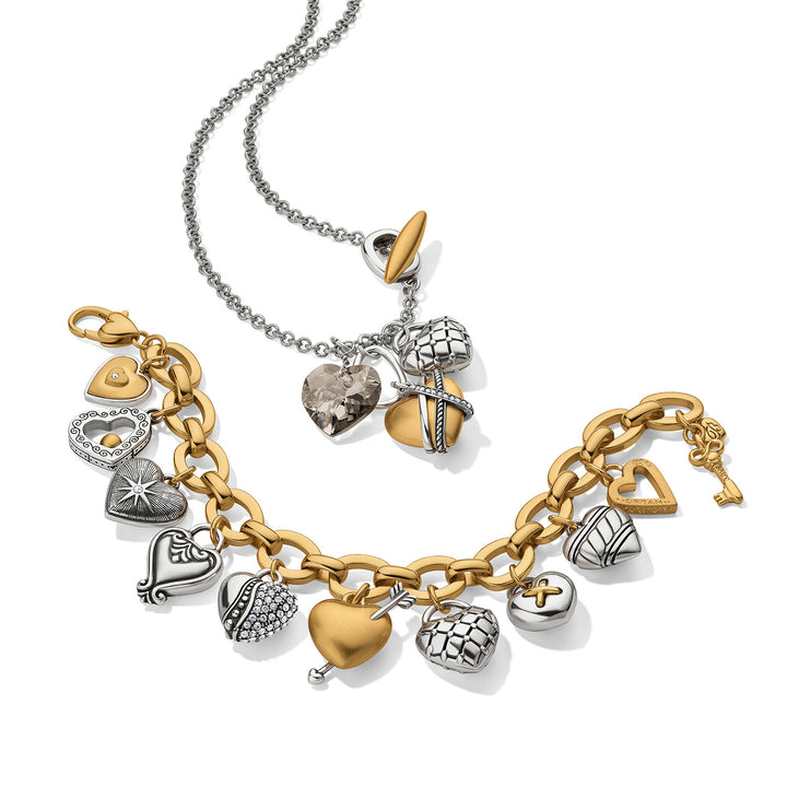 One Heart Large Charm Bracelet - Silver-Gold