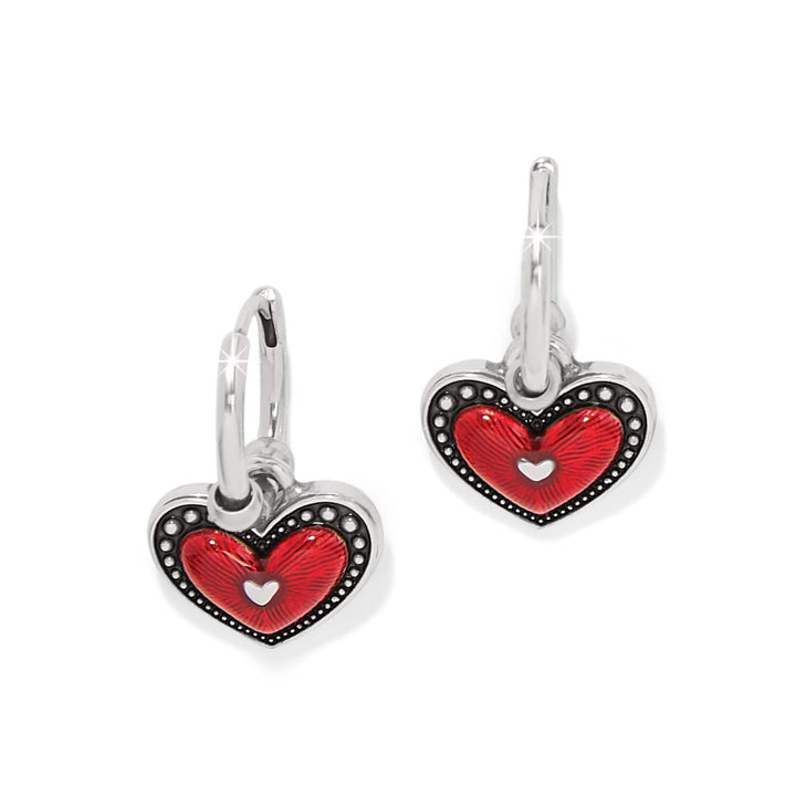Fashionista Heart Hoop Earrings - Silver-Red