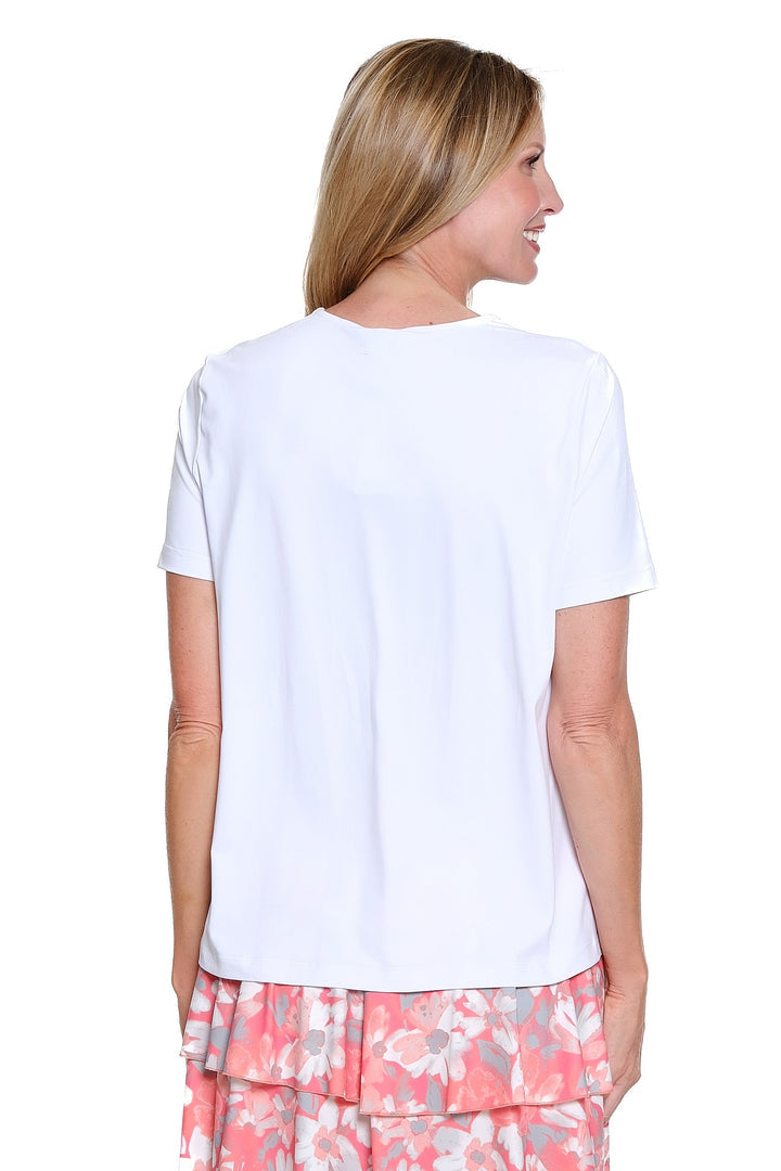 SHORT SLEEVE V-NECK TOP - WHITE