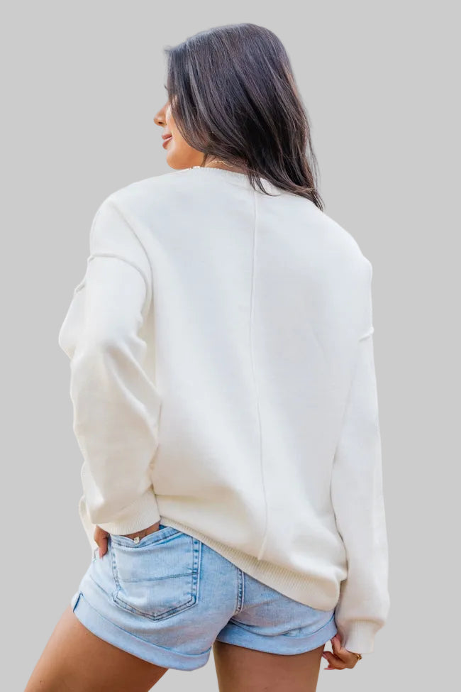 AMELIA AMERICAN FLAG CROCHET SWEATER - IVORY