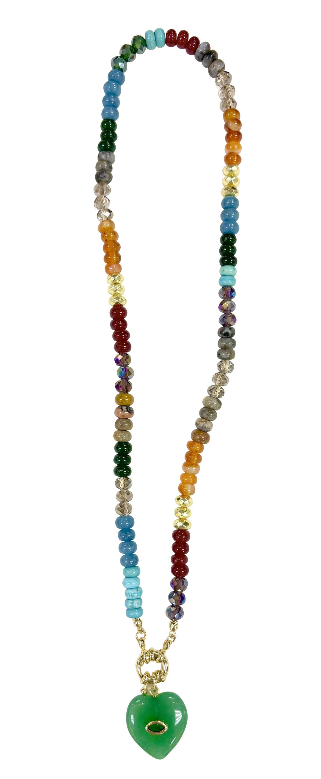 SWAN BEADED NECKLACE W/ HEART - MIX