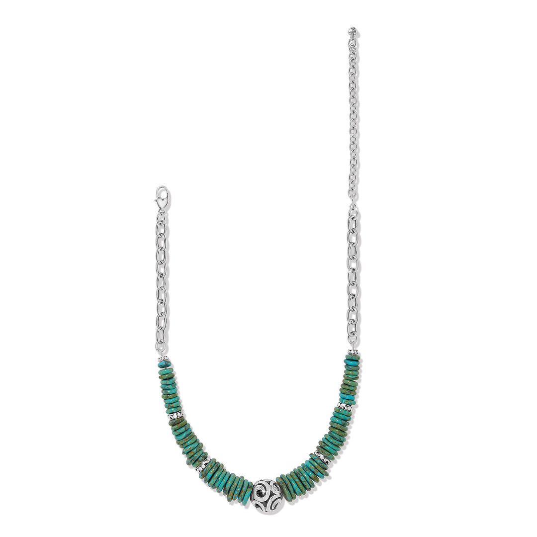 Contempo Sonora Verde Blue Disc Necklace - Silver-Turquoise