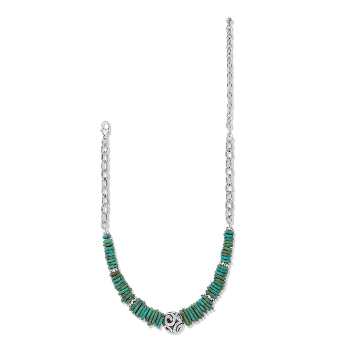 Contempo Sonora Verde Blue Disc Necklace - Silver-Turquoise