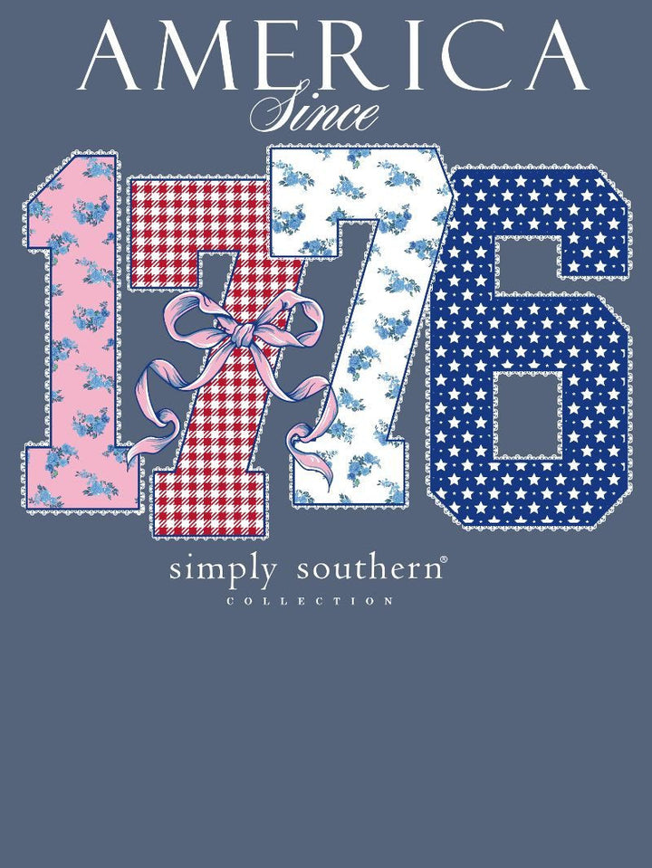 SIMPLY SOUTHERN 1776 AMERICA TSHIRT - OVERCAST BLUE