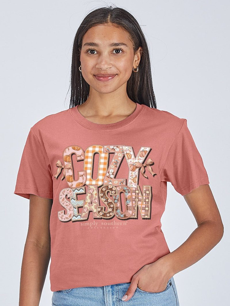 SIMPLY SOUTHERN SS COZY SEASON TEE - MAPLE