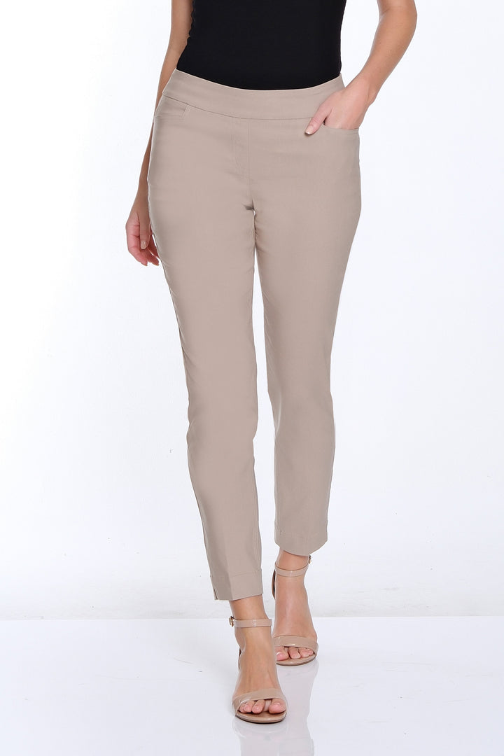 PULL ON TWILL ANKLE PANT W/FRONT & BACK POCKETS - STONE