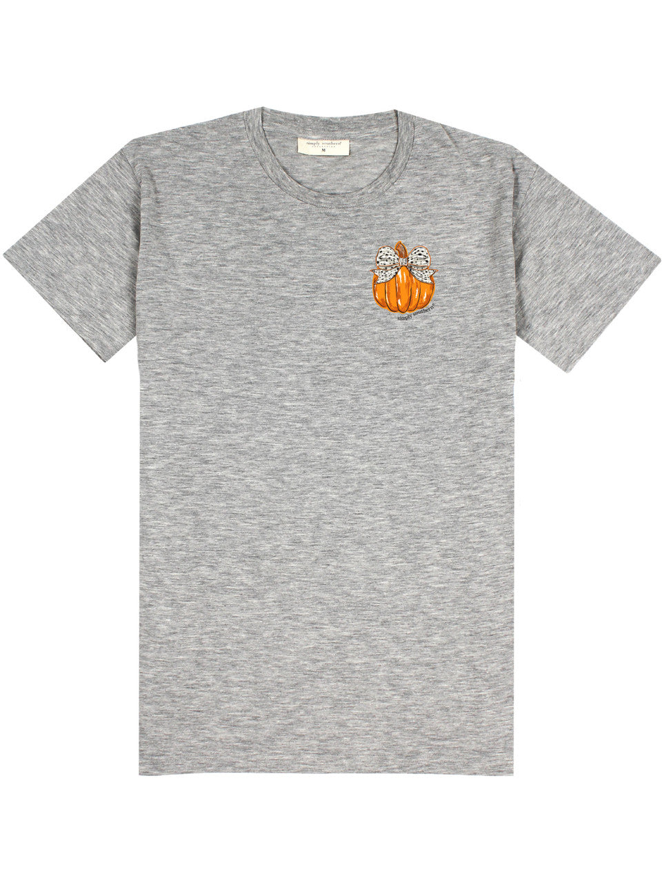 SIMPLY SOUTHERN SS BOW PUMPKIN TEE - HEATHER GREY