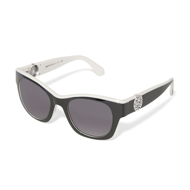 Contempo Medallion Dual Tone Sunglasses - Black-White