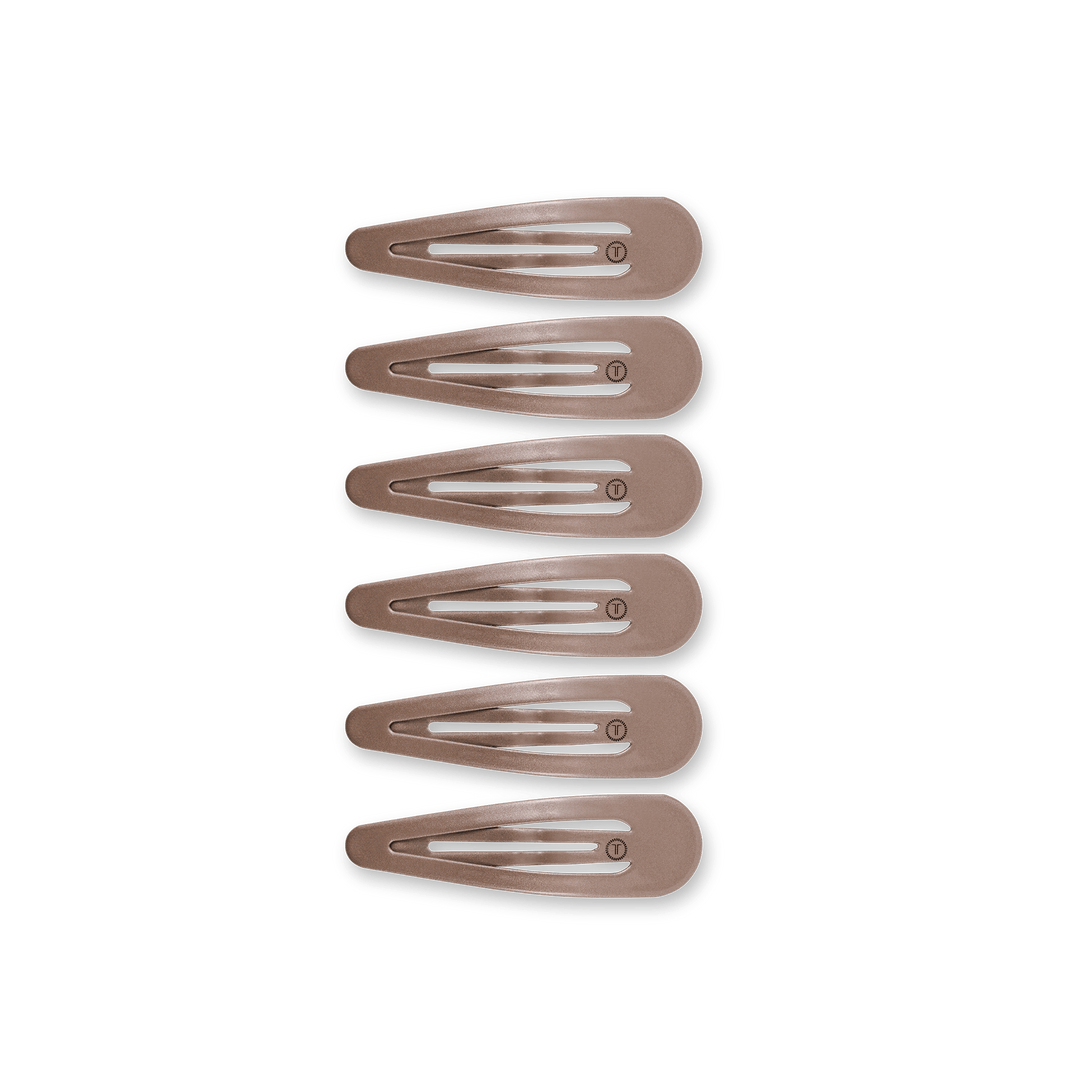 TELETIES 6CT SNAP HAIR CLIPS - TRULY TAUPE