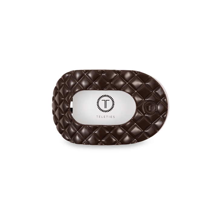 TELETIES QUILTED SMALL FLAT ROUND HAIR CLIP - TRULY TAUPE