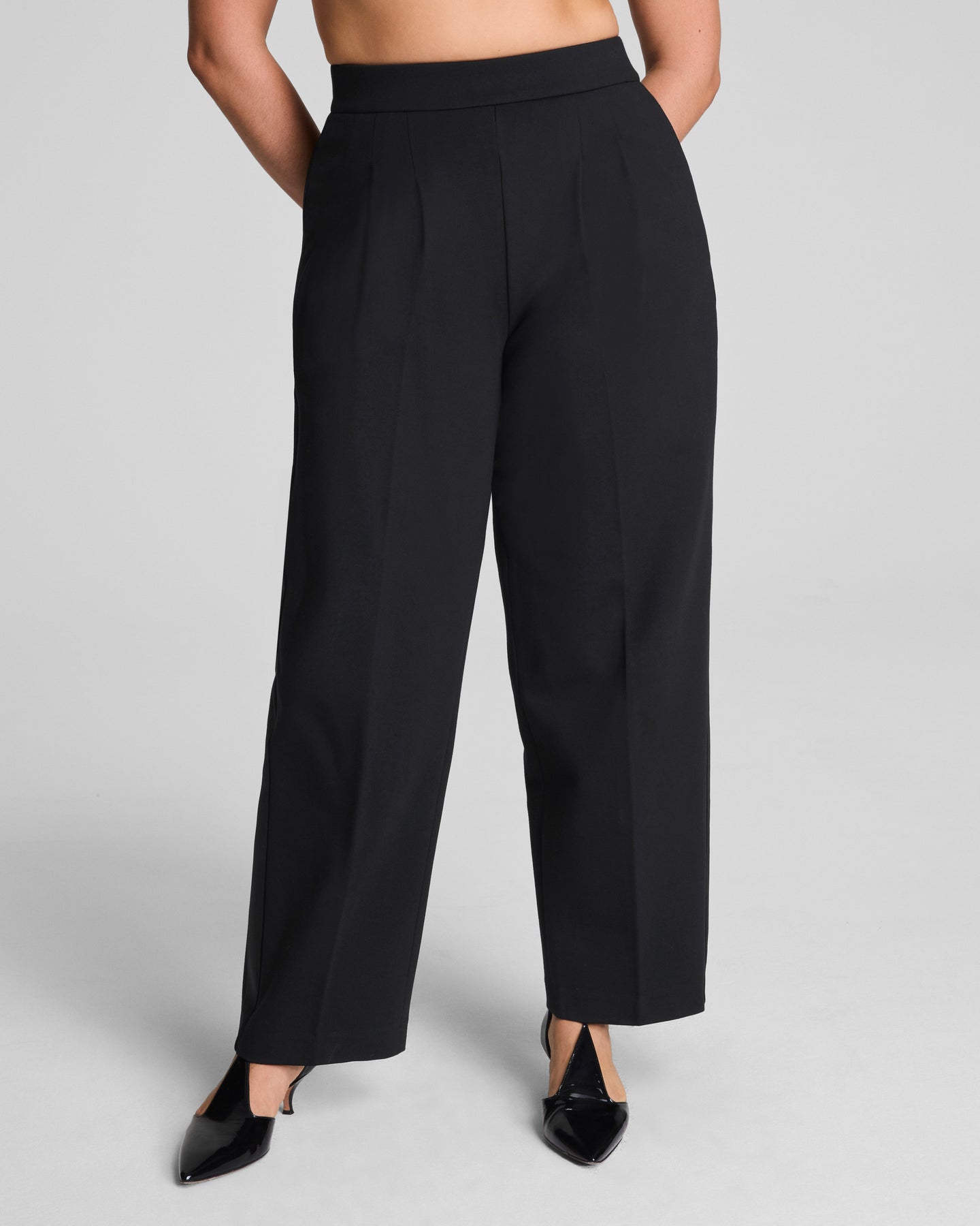 SPANX Ponte Pleated Barrel Leg Trouser with Tuxedo Stripe