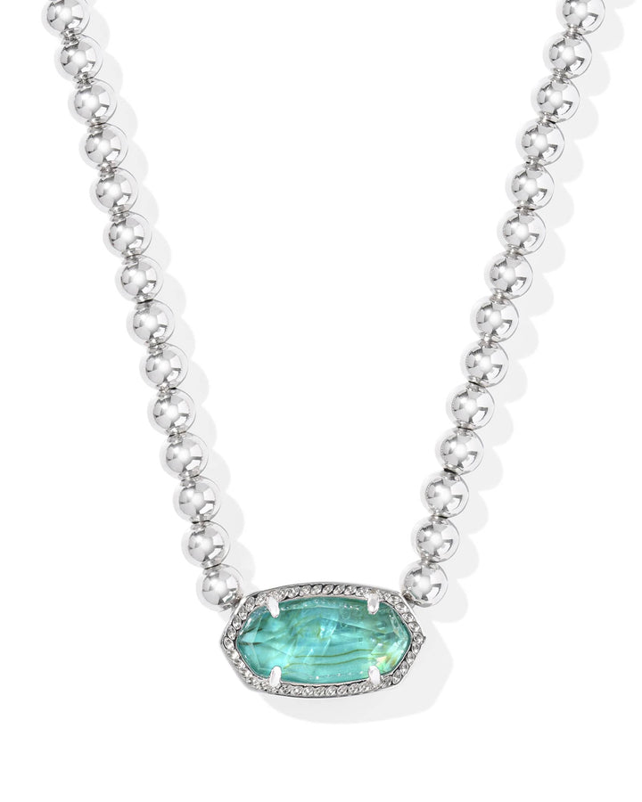 KENDRA SCOTT ELISA BEADED NECKLACE - SILVER BRIGHT AQUA ILLUSION